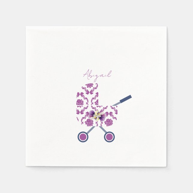Blommigt för babykläder för magenta- och marinskad pappersservett (Framsidan)