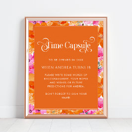 Blommigt för babykläder för rosa och Orange, tidsk Poster