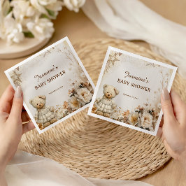 Blommigt för babyskor för vintagens Nalle Pappersservett