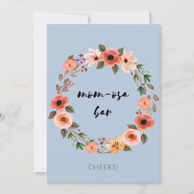 Blommigt för babyskylt för Mamma-osa Pub Inbjudningar (Framsida)