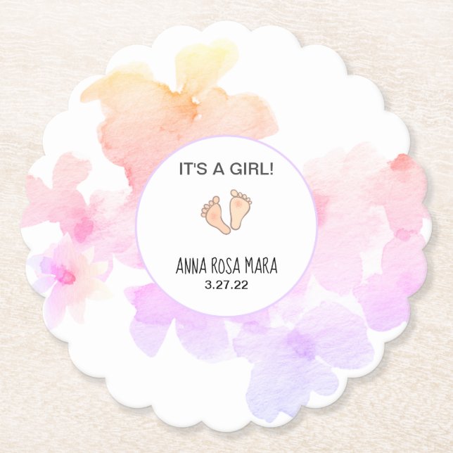 *~* Blommigt för babyutfyllnad Rosa Mjuk vattenfär Underlägg Papper (Framsida)