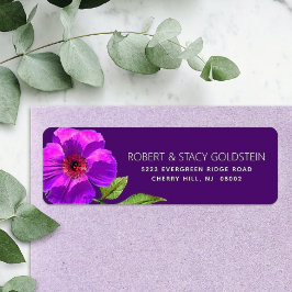Blommigt för bat mitzvah Lila Modern Returadress Returadress Etikett
