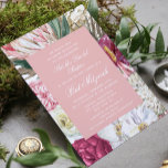 Blommigt för bat mitzvah vattenfärg inbjudningar<br><div class="desc">Bat mitzvah inbjudningar till vattenfärgsfärgers Blommigt har en snyggt vattenfärgsbakgrund med eukalyptus,  handflatan fronder,  ro,  ponnyer och ferner i muterade toner av plommon,  burgundi,  grönt,  persikor och rosa. Personlig genom att redigera texten i textrutorna. Designad av ©Evco Studio www.zazzle.com/store/evcostudio</div>