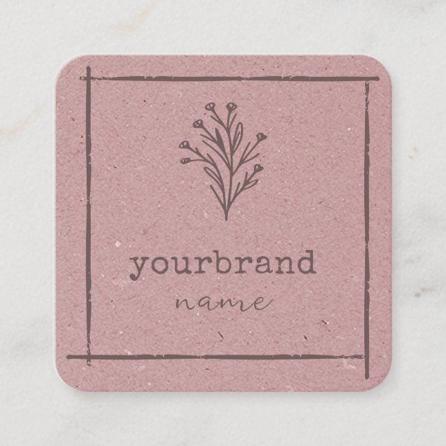 Blommigt för bildmall, Rustik, Boutique Flower Fyrkantigt Visitkort (Framsida)