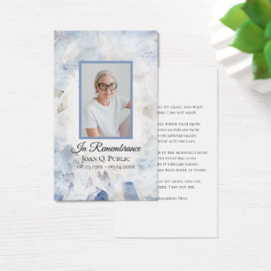 Blommigt för blå färgtonsfärgning Funeral Memorial Visitkort