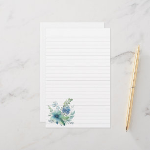 Blommigt för blå Grönt Brevpapper