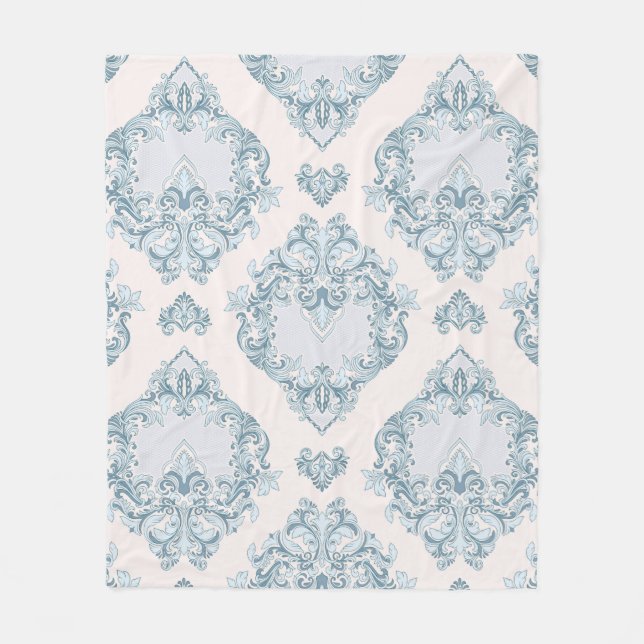 Blommigt för blå och vit mask fleecefilt (Framsidan)