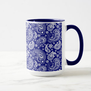 Blommigt för blå och vit Vintage Paisley Design Mugg