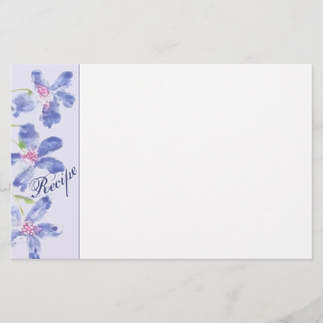 Blommigt för blå vattenfärg brevpapper (Framsida)