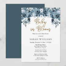 Blommigt för blå vattenfärg | Guld Baby i Bloom Sh