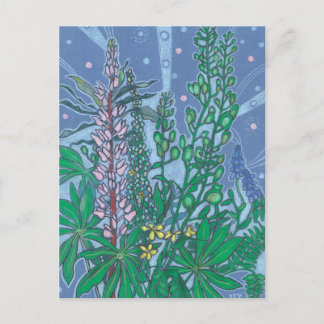 Blommigt för Blånätsblommor, Blommar, pastellmålni Vykort