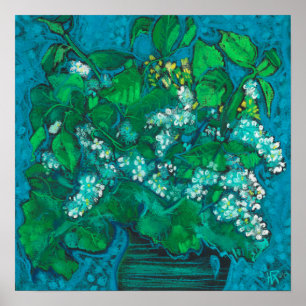 Blommigt för Blommar av Bird Cherry Flowers Pastel Poster