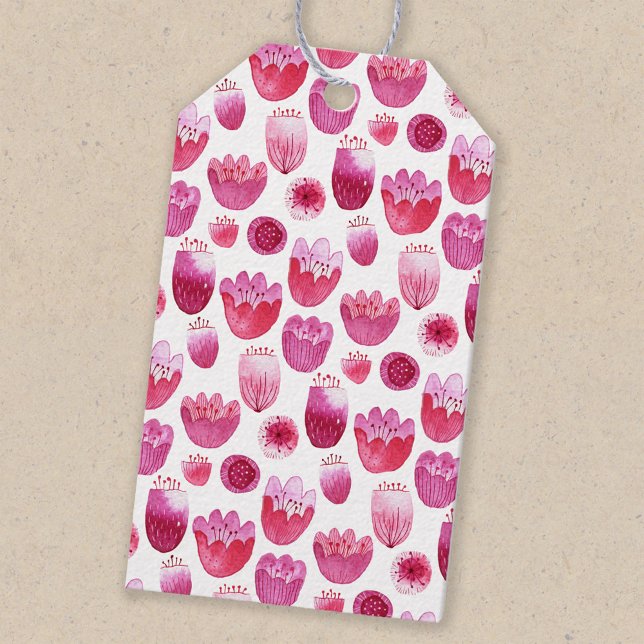 Blommigt för Blommar av rosa vattenfärg Presentetikett (Skapare uppladdad)
