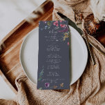 Blommigt för Blommigt av klassisk blå Vild,  Meny<br><div class="desc">Det här klassiska menykortet för blommigt med blå vild är perfekt för ett orustiskt bröllop. Utformningen har rosa,  lila,  gult,  burgundblomma,  marinblommor och blåa handdragna blommor av vild,  i vackra former. Den här menyn kan användas för bröllopsmottagning,  repetitionsmiddag,  möhippa eller vilken händelse som helst.</div>
