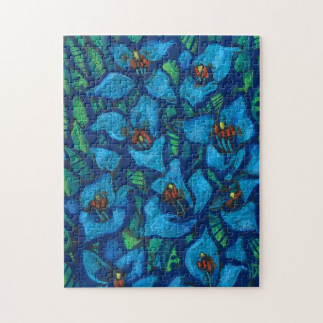 Blommigt för Blue Puya Exotic Flowers-Abstrakt Pussel (Vertikal)