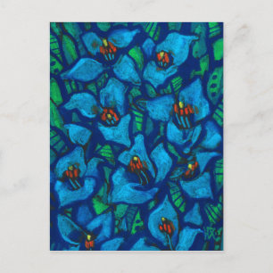 Blommigt för Blue Puya Exotic Flowers-Abstrakt Vykort