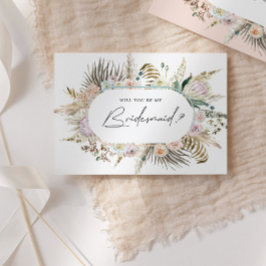 Blommigt för bohemisk Elegant - Bridesmaid-inbjuda Vykort
