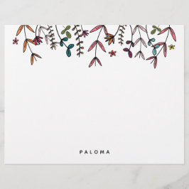 Blommigt för botanisk illustrerad Personlig Brevhuvud