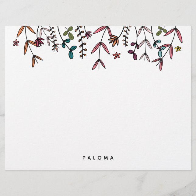 Blommigt för botanisk illustrerad Personlig Brevhuvud (Framsida)