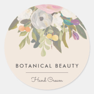 Blommigt för botaniska bliss-Eleganter Cream Mut Runt Klistermärke