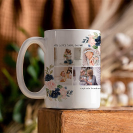 Blommigt för botaniskt vattenfärgsfoto kaffemugg