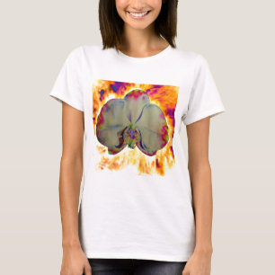 Blommigt för brandsäker, abstrakt-vibrerande vatte tee shirt