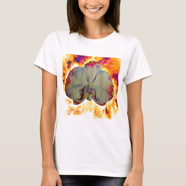 Blommigt för brandsäker, abstrakt-vibrerande vatte tee shirt (Framsida)
