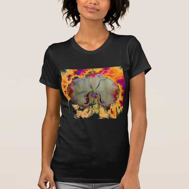 Blommigt för brandsäker, abstrakt-vibrerande vatte tee shirt (Framsida)