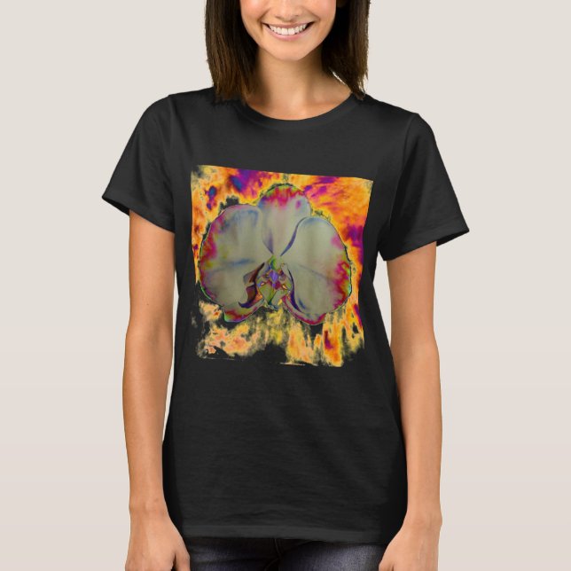Blommigt för brandsäker, abstrakt-vibrerande vatte tee shirt (Framsida)