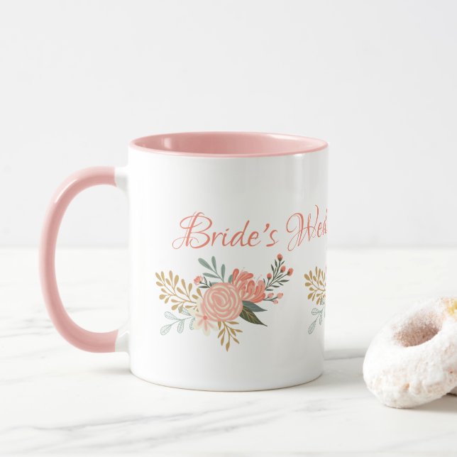 Blommigt för Bridesmaid/Bride Whimsical Rosa Mugg (Med munk)