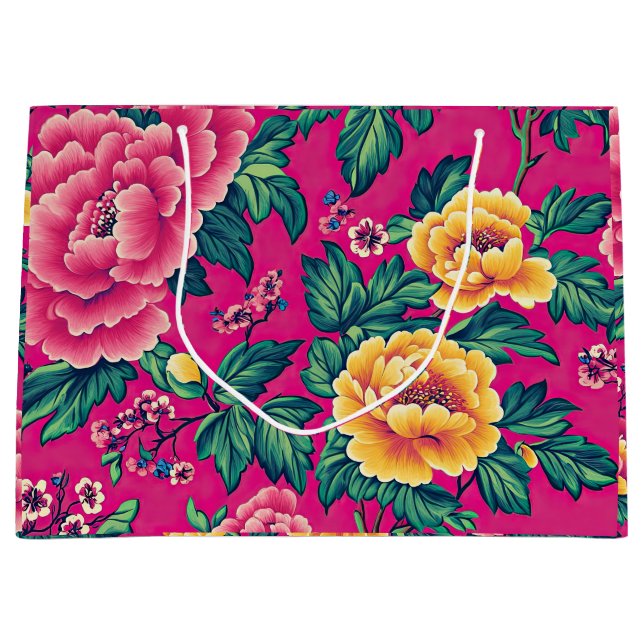 Blommigt för Bright Rosa och Gult Chinoiserie (Framsidan)