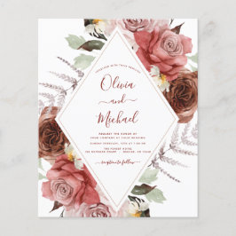 Blommigt för budgetfusionsbröllop hösten - eukalyp flygblad