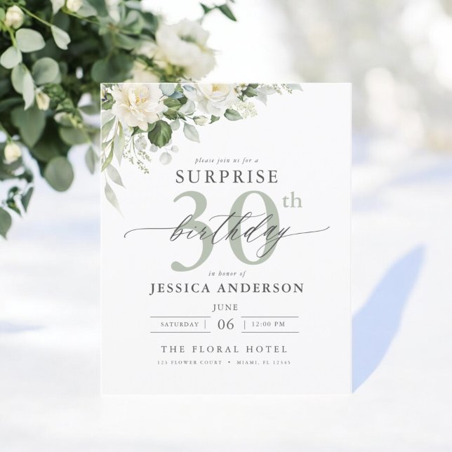 Blommigt för budgetGrönt - överraskning på födelse Flygblad (Skapare uppladdad)