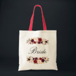 blommigt för burgundi och  rosa tygkasse<br><div class="desc">En underbar blommigt brud är i väskan. Det har burgits och  ro och ni kan anpassa texten och färg.</div>