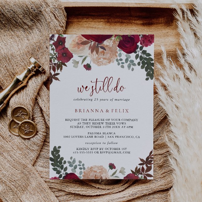 Blommigt för Burgundisk Rosa Vi gör fortfarande Vo Inbjudningar (Skapare uppladdad)