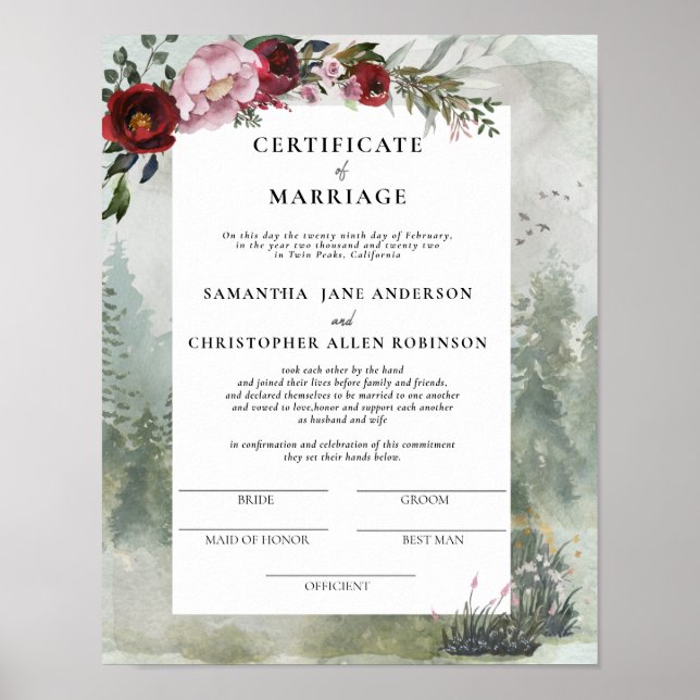 Blommigt för Burgundy Dusty Ro, certifikat för Gif Poster (Framsidan)