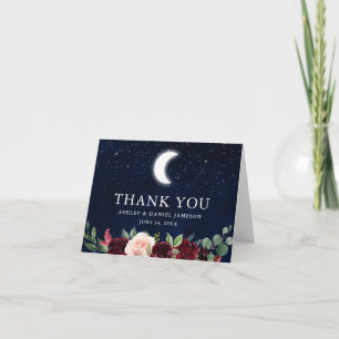 Blommigt för Celestial Bröllop Himlar Stars Måne Tack Kort