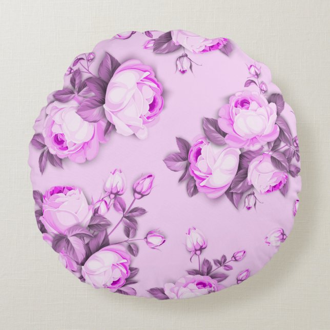 blommigt för chic av elegant rund kudde (Framsidan)