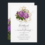 Blommigt för Chic av lila och Guld Vintage Bat mit Inbjudningar<br><div class="desc">Den bat mitzvah inbjudan till blommigten för lila och guld med kort chic är designad för att snabbt och enkelt kunna anpassas till dina händelsespecifikationer.</div>