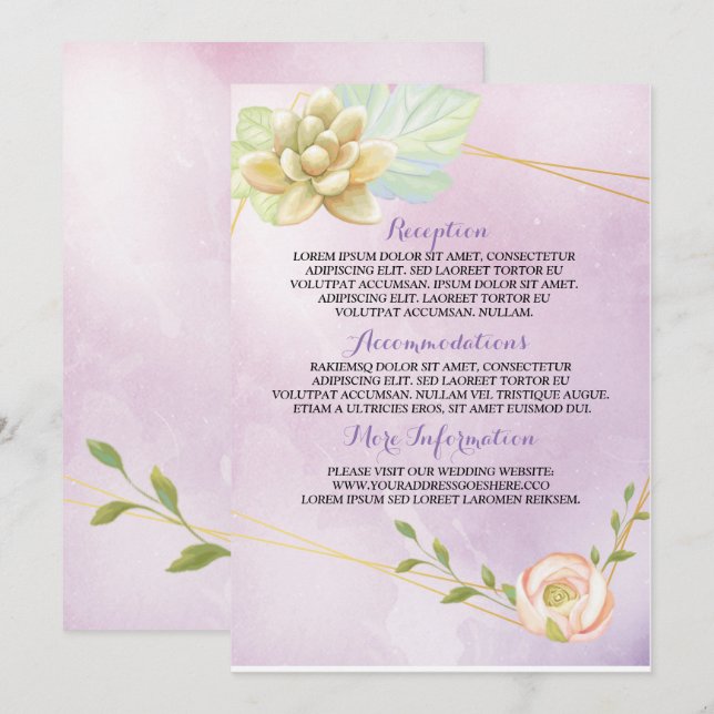 blommigt för chic av vattenfärgslila inbjudningar (Fram/baksida)