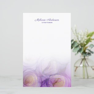 Blommigt för chic Lila Abstrakt Stationery Papper