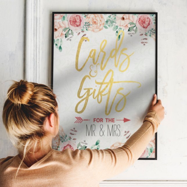 Blommigt för chic med vattenfärg och Bröllop-tecke Poster (Skapare uppladdad)