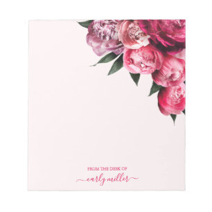 Blommigt för Chic Rosa Peony Fold Elegant  Anteckningsblock