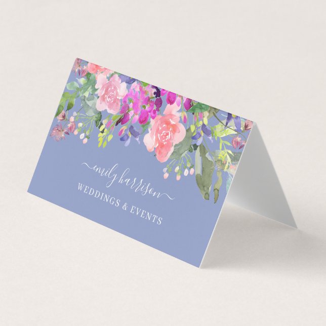 Blommigt för Chicens vattenfärg, periwinkle Visitkort (Framsida)