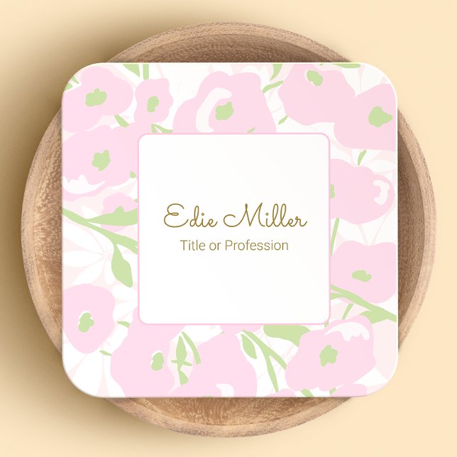 Blommigt för cute Rosa Fyrkantigt Visitkort (Skapare uppladdad)