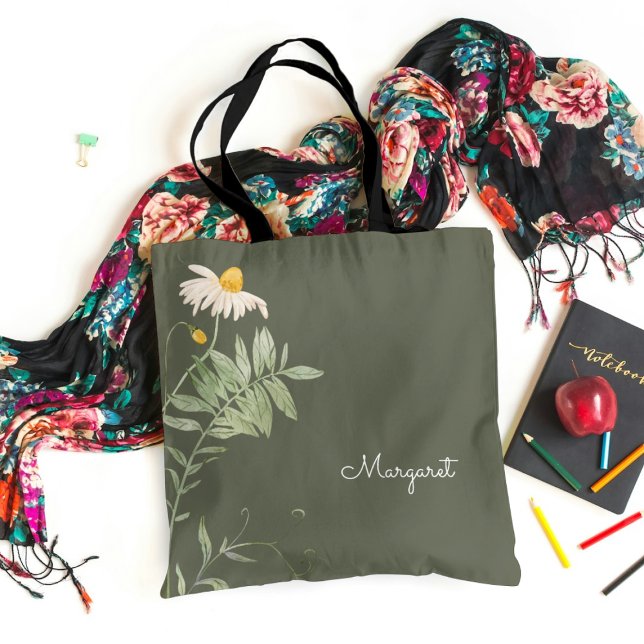 Blommigt för Daisy av Grönt, minimalt Tygkasse (Skapare uppladdad)