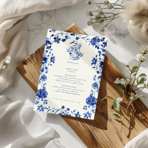 Blommigt för Deep Blue Chinoiserie Vintage Inform Tilläggskort