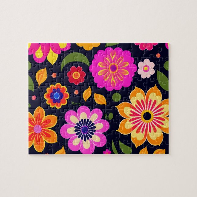 Blommigt för dekorativa färgade blommor pussel (Horisontell)