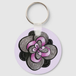 Blommigt för den gotiska Lilan svart Abstrakt Nyckelring
