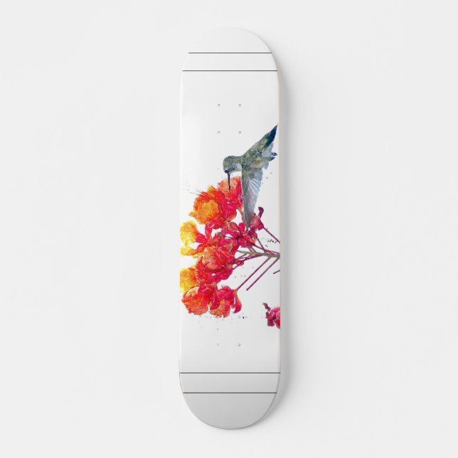 Blommigt för djur för Hummingbirdfågeldjurliv Old School Skateboard Bräda 21,6 Cm (Framsida)